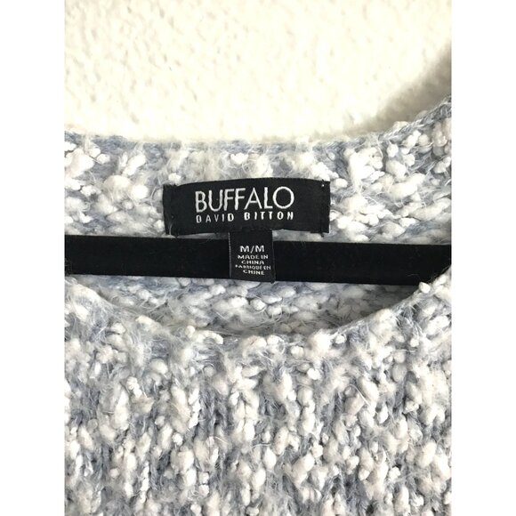 BUFFALO- WOMENS KNIT BLUE-GREY/WHITE CREW NECK LONG SLEEVE SWEATER SIZE MEDIUM - Picture 3 of 7